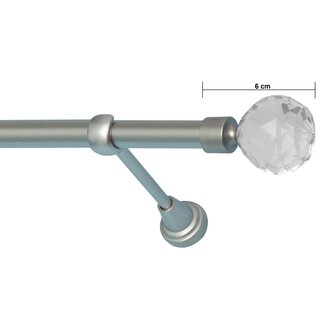 16mm Metall Gardinenstange Vorhangstange 1-lufig Satin Matt Classic TELA 240 cm