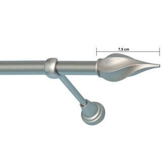 16mm Metall Gardinenstange Vorhangstange 1-lufig Satin Matt Classic TWISTO 420 cm