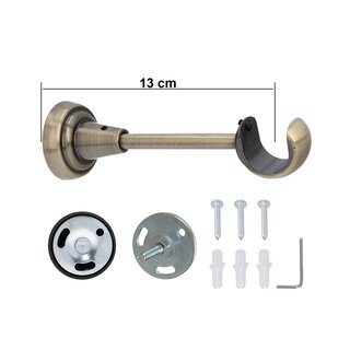 Sento 25mm Metall Gardinenstange Vorhangstange 1-lufig Messing Antik Classic 280 cm (2x140cm) ILUSION