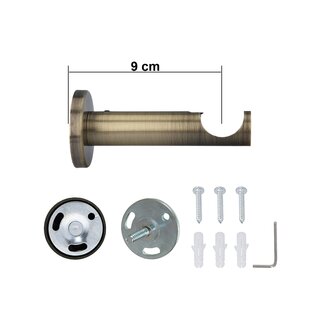 Sento 25mm Metall Gardinenstange Vorhangstange 1-lufig Messing Antik Modern 540 cm (3x180cm) ALBANA