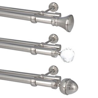 Sento 25/19mm Gardinenstange Vorhangstange Metall Wandmontage Edelstahl Optik