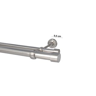 Sento 25/19mm Gardinenstange Vorhangstange Metall Wandmontage Edelstahl Optik 120 cm Albana