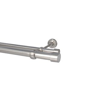 Sento 25/19mm Gardinenstange Vorhangstange Metall Wandmontage Edelstahl Optik 160 cm Albana
