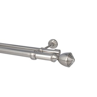 Sento Gardinenstange Vorhangstange 25/19mm 2-lufig Wandmontage Edelstahl Optik 140 cm AVANTI