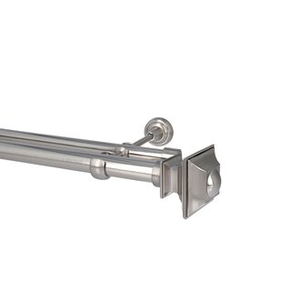 Sento Gardinenstange Vorhangstange 25/19mm 2-lufig Wandmontage Edelstahl Optik 120 cm BAROCCO