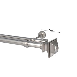 Sento Gardinenstange Vorhangstange 25/19mm 2-lufig Wandmontage Edelstahl Optik 120 cm BAROCCO