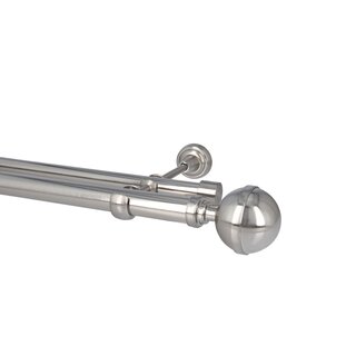 Sento Gardinenstange Vorhangstange 25/19mm 2-lufig Wandmontage Edelstahl Optik 200 cm BONA