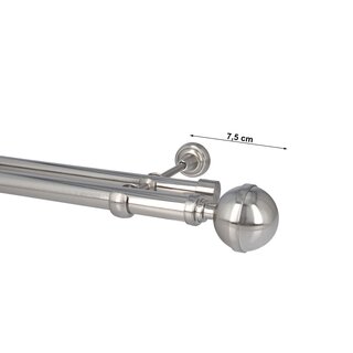 Sento Gardinenstange Vorhangstange 25/19mm 2-lufig Wandmontage Edelstahl Optik 200 cm BONA