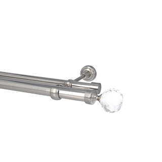 Sento Gardinenstange Vorhangstange 25/19mm 2-lufig Wandmontage Edelstahl Optik 280 cm CARLA