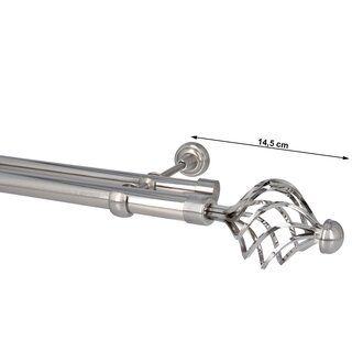 Sento Gardinenstange Vorhangstange 25/19mm 2-lufig Wandmontage Edelstahl Optik 120 cm GRACJA