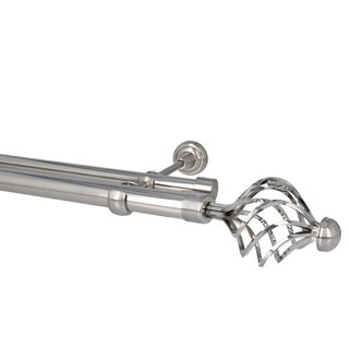 Sento Gardinenstange Vorhangstange 25/19mm 2-lufig Wandmontage Edelstahl Optik 360 cm GRACJA