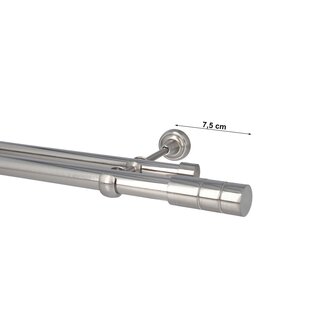 Sento 25/19mm Gardinenstange Vorhangstange Metall Wandmontage Edelstahl Optik 360 cm Ilusion
