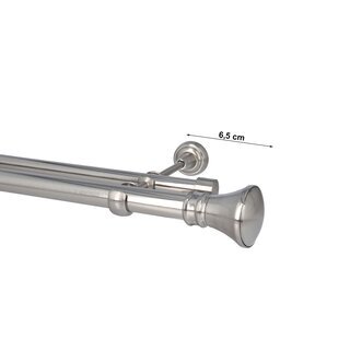 Sento 25/19mm Gardinenstange Vorhangstange Metall Wandmontage Edelstahl Optik 420 cm Pryma