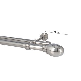 Sento 25/19mm Gardinenstange Vorhangstange Metall Wandmontage Edelstahl Optik 280 cm Tulia