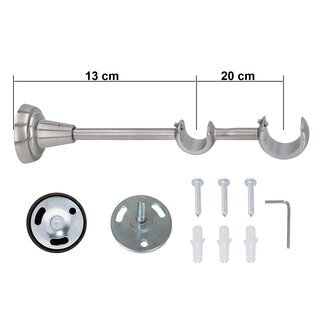 Sento 25/19mm Gardinenstange Vorhangstange Metall Wandmontage Edelstahl Optik 280 cm Tulia