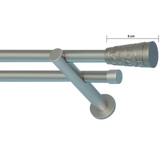 16/16mm Metall Gardinenstange Vorhangstange 2-läufig Satin Matt Modern LAKY 120 cm