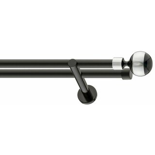 19/19mm Metall Gardinenstange Vorhangstange 2-lufig Schwarz Glanz Modern