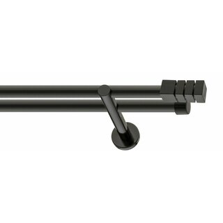 19/19mm Metall Gardinenstange Vorhangstange 2-lufig Schwarz Glanz Modern
