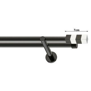 19/19mm Metall Gardinenstange Vorhangstange 2-lufig Schwarz Glanz Modern MAGNUM 360 cm (4x180cm)