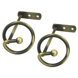 2x Raffhalter für Gardinen Spiral Messing Antik, Metall Raffbügel Drapierhaken