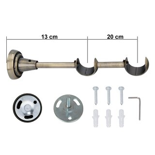 Sento 25/25mm Metall Gardinenstange Vorhangstange 2-lufig Messing Antik Classic 600 cm BONA