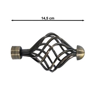 Sento 25/25mm Metall Gardinenstange Vorhangstange 2-lufig Messing Antik Classic 140 cm GRACJA