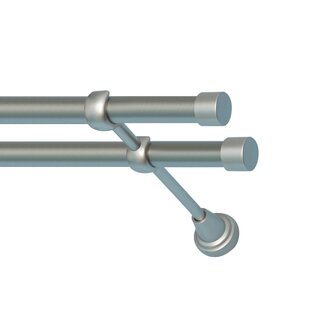 25/19mm Metall Gardinenstange Vorhangstange 2-lufig Satin Matt Classic ZOYA 160 cm