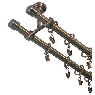 19/19mm Decken Gardinenstange Vorhangstange 2-lufig Messing Antik Metall 280cm