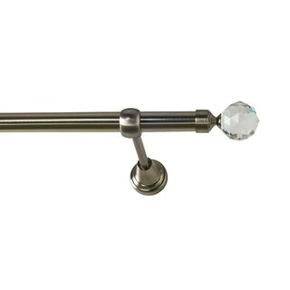 19mm Metall Gardinenstange Vorhangstange 1-l�ufig Edelstahl Optik Classic TELA 420 cm