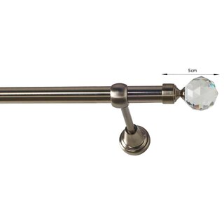 19mm Metall Gardinenstange Vorhangstange 1-l�ufig Edelstahl Optik Classic TELA 420 cm