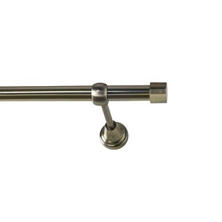 19mm Metall Gardinenstange Vorhangstange 1-lufig Edelstahl Optik Classic ZOYA 160 cm