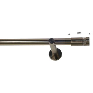 19mm Metall Gardinenstange Vorhangstange 1-l�ufig Edelstahl Optik Modern DOLA 280 cm