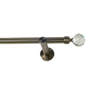 19mm Metall Gardinenstange Vorhangstange 1-lufig Edelstahl Optik Modern TELA 160 cm