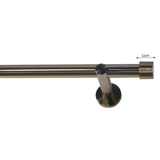 19mm Metall Gardinenstange Vorhangstange 1-lufig Edelstahl Optik Modern ZOYA 140 cm