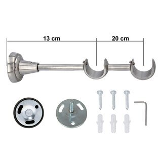 Sento 25/25mm Gardinenstange Vorhangstange Metall Wandmontage Edelstahl Optik
