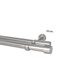 25/25mm Metall Gardinenstange Vorhangstange 2-läufig Edelstahl Optik Classic ALBANA 120 cm