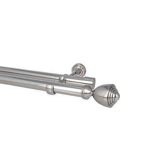 Sento Gardinenstange Vorhangstange 25/25mm 2-lufig Wandmontage Edelstahl Optik 280 cm AVANTI