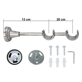 Sento Gardinenstange Vorhangstange 25/25mm 2-lufig Wandmontage Edelstahl Optik 280 cm AVANTI