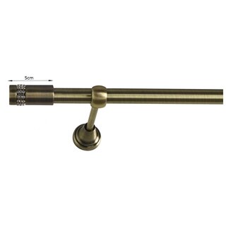 19mm Metall Gardinenstange Vorhangstange 1-läufig Messing Antik Classic Dola 120 cm