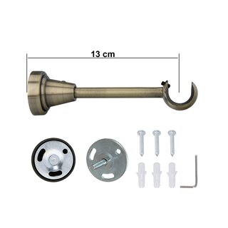Sento 19mm Gardinenstange Vorhangstange Metall Wandmontage Messing Antik 120 cm Donata