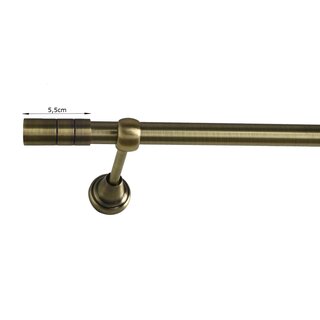 19mm Metall Gardinenstange Vorhangstange 1-lufig Messing Antik Classic Gaja 140 cm