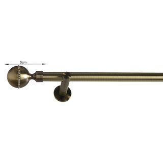 19mm Metall Gardinenstange Vorhangstange 1-läufig Messing Antik Modern Ida 120 cm