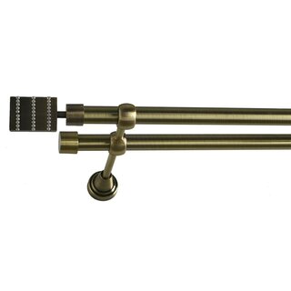 19/19mm Metall Gardinenstange Vorhangstange 2-lufig Messing Antik Classic
