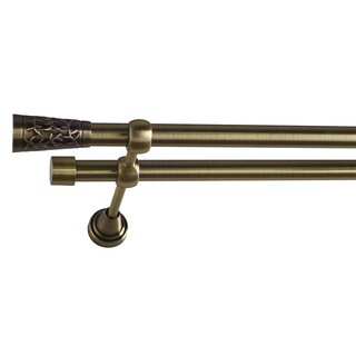 19/19mm Metall Gardinenstange Vorhangstange 2-läufig Messing Antik Classic