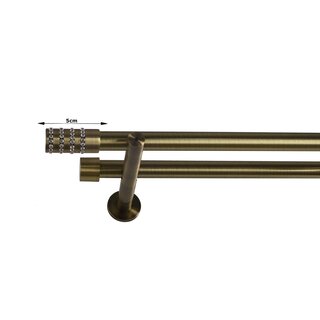 19/19mm Metall Gardinenstange Vorhangstange 2-läufig Messing Antik Modern Aida 360 cm