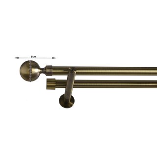19/19mm Metall Gardinenstange Vorhangstange 2-lufig Messing Antik Modern Ida 360 cm
