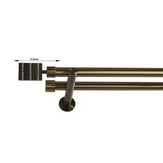 19/19mm Metall Gardinenstange Vorhangstange 2-läufig Messing Antik Modern Kama 420 cm