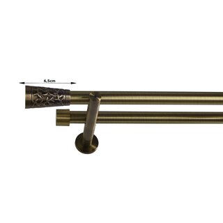 19/19mm Metall Gardinenstange Vorhangstange 2-läufig Messing Antik Modern Laky 120 cm