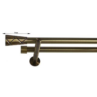19/19mm Metall Gardinenstange Vorhangstange 2-lufig Messing Antik Modern Nel 180 cm