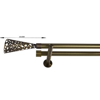 19/19mm Metall Gardinenstange Vorhangstange 2-läufig Messing Antik Modern Saul 160 cm